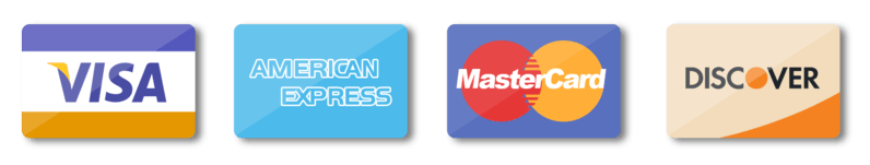 We accept Visa, American Express, Mastercard and Discover